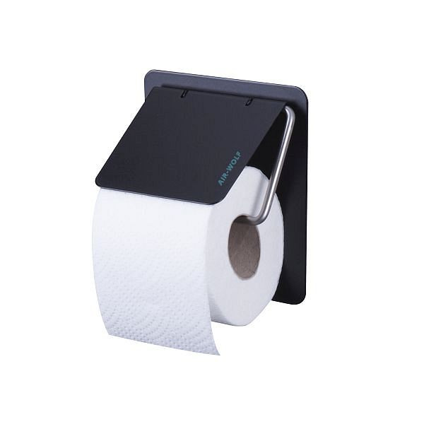 Držiak toaletného papiera Air Wolf, séria Omega, V x Š x H: 155 x 130 x 117 mm, matná čierna nerezová oceľ, 29-532