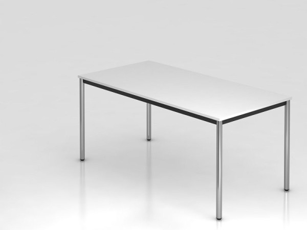 Hammerbacher rokovací stôl okrúhla podnož 160x80 biela/chróm, obdĺžnikový tvar, VDR16/W/C