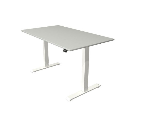 Kerkmann Move 1 stôl na sedenie/stojan biely/strieborný, Š 1400 x H 800 mm, elektricky výškovo nastaviteľný od 740-1230 mm, svetlosivý, 10358111