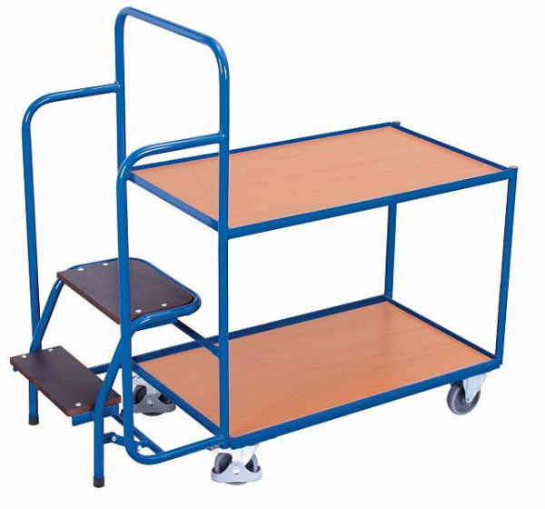 Objednávkový vychystávací vozík VARIOfit s 2 ložnými plochami, nízky, vonkajšie rozmery: 1 455 x 625 x 1 320 mm (ŠxHxV), sw-600.614