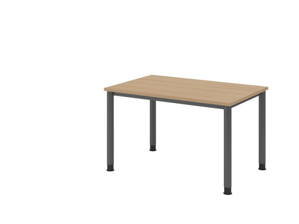 Písací stôl Hammerbacher HS12, 120 x 80 cm, doska: dub, hrúbka 25 mm, 4-nohý grafitový rám, pracovná výška 68,5-81 cm, VHS12/E/G