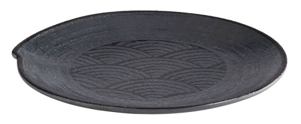 APS tanier -DARK WAVE-, Ø 22 cm, výška: 2 cm, melamín, vnútro: dekor, vonku: čierna, 84908