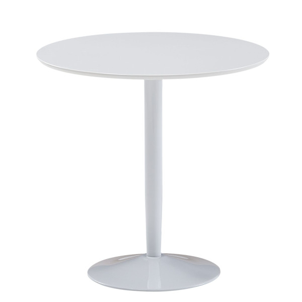 Wohnling okrúhly jedálenský stôl 75x75x74 cm malý kuchynský stôl biely vysoký lesk, okrúhly jedálenský stôl pre 2 osoby, moderný raňajkový stôl kuchyňa, WL6.504