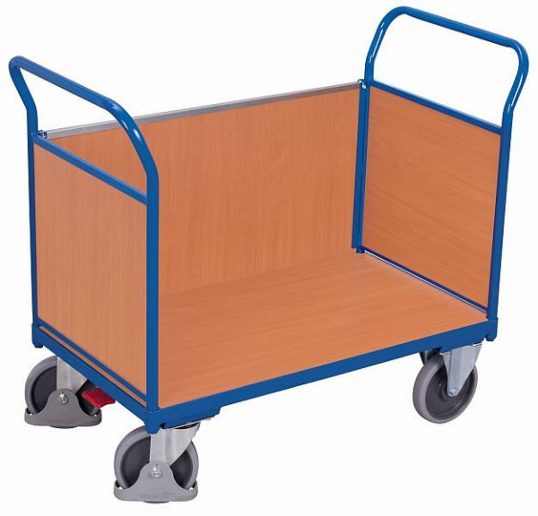 Trojstenný vozík VARIOfit s drevom, vonkajšie rozmery: 1 390 x 800 x 1 015 mm (ŠxHxV), sw-800.302