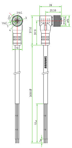 Hagnleone kábel M12 zásuvka 3m 3-pin, 7052