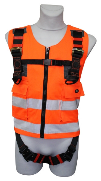 Bezpečnostný postroj Funcke s oranžovou výstražnou vestou, 10020202