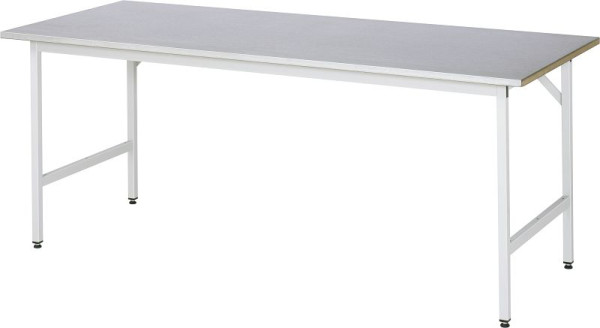 Pracovný stôl série RAU Jerry (3030) - výškovo nastaviteľný, pracovná doska s krytom z oceľového plechu, 2000x800-850x800 mm, 06-500S80-20.12