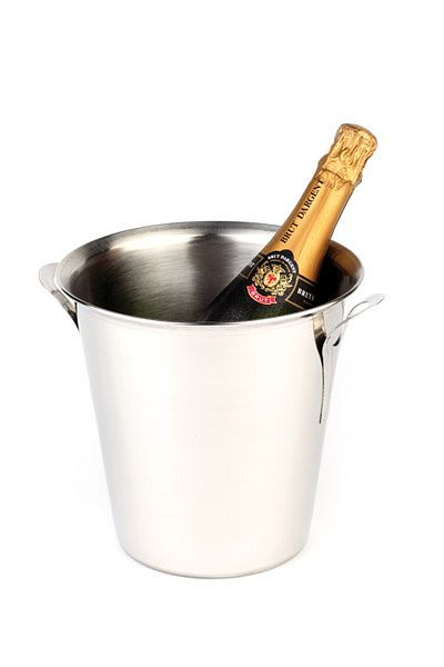 Chladnička na víno/šampanské APS, Ø 21 cm, výška: 21 cm, 3,5 litra, nehrdzavejúca oceľ, leštená vonkajšia strana, matná vnútro, pevné rukoväte, rolovaný okraj, 36025
