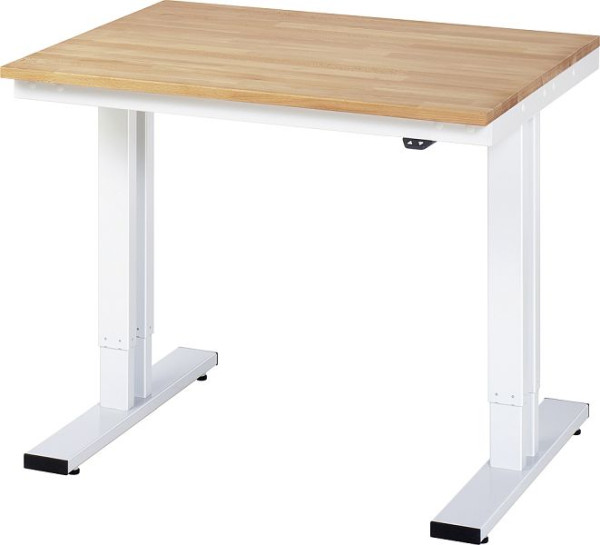 Pracovný stôl RAU série adlatus 300 (elektricky výškovo nastaviteľný), masívna buková doska, 1000x720-1120x800 mm, 08-WT-100-080-B