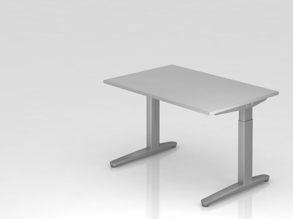 Písací stôl Hammerbacher C-noha 120x80cm sivá/strieborná, hliníkový behúň strieborný (podobný RAL 9006), VXB12/5/SS