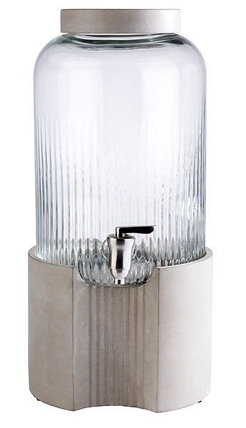 APS dávkovač nápojov -ELEMENT-, Ø 22 cm, výška: 45 cm, 7 litrov, sklenená nádoba, nerezový kohútik, betónový podstavec a veko, 10400