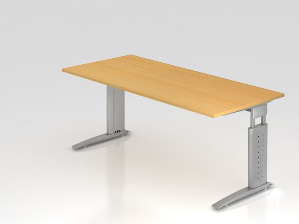 Hammerbacher písací stôl C-noha 180x80cm buk/strieborná, pracovná výška 68-86 nastaviteľná, VUS19/6/S