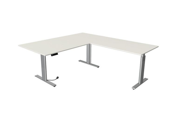 Kerkmann sedací/stojací stôl Move 3 strieborný Š 2000 x H 1000 mm s prídavným prvkom 1200 x 800 mm, biely, 10235510