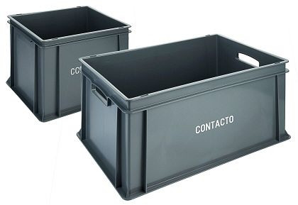 Stohovací prepravný box Contacto, plochý 60 x 40 x 21,5 cm, sivý, 2511/621