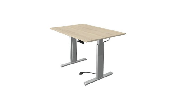 Kerkmann Move 3 sed/stojací stôl strieborný, Š 1200 x H 800 mm, elektricky výškovo nastaviteľný od 720-1200 mm, javor, 10231750