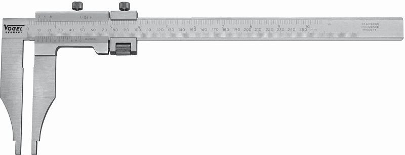 Vogel Nemecko dielenské strmeň, DIN 862, 300 mm / 12 palcov, s jemným nastavením, bez meracích hrotov, 100 mm, 200533