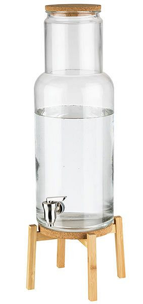 APS dávkovač nápojov -NORDIC WOOD-, 23 x 23 cm, výška: 60,5 cm, sklenená nádoba, nerezový kohútik, korkové veko, 10435