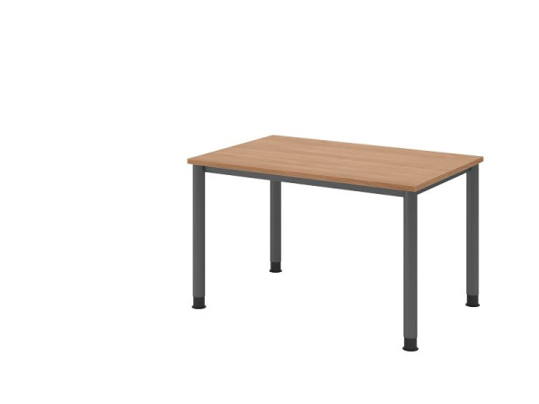 Písací stôl Hammerbacher HS12, 120 x 80 cm, doska: orech, hrúbka 25 mm, 4-nohý grafitový rám, pracovná výška 68,5-81 cm, VHS12/N/G