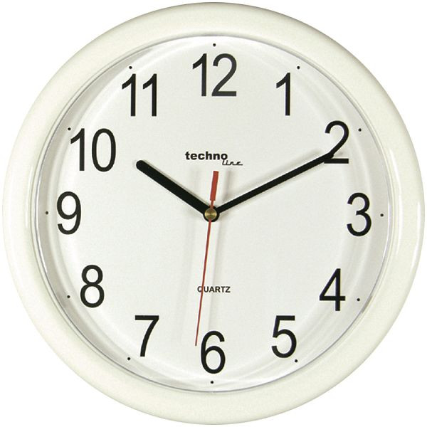 Technoline biele kremenné nástenné hodiny, plastový rám, rozmery: Ø 250 x 24 mm, WT 600 biela