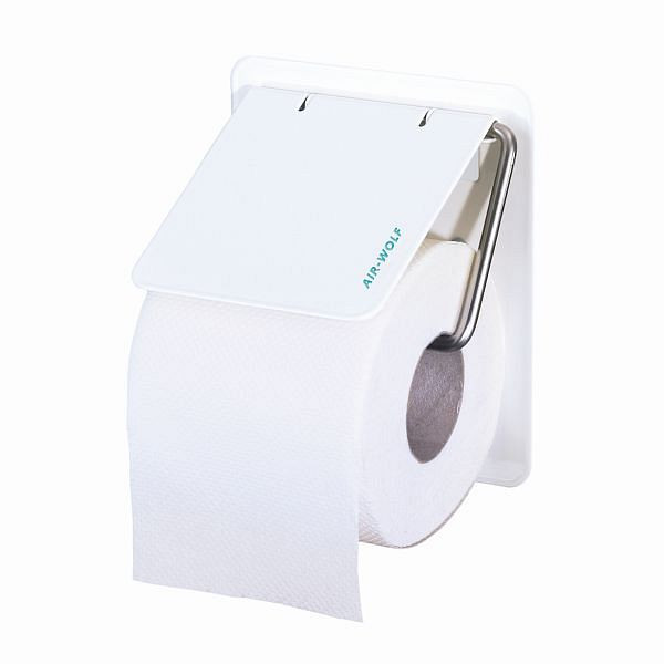 Držiak na toaletný papier Air Wolf, séria Omega, V x Š x H: 155 x 130 x 117 mm, biela nehrdzavejúca oceľ, 29-432