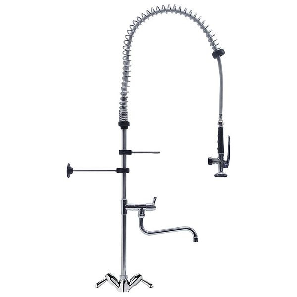 Gastro-Inox monobloková predoplachová sprcha vybavená otočnými pákami a otočným žeriavom, 1200 mm, High Performance, 402.106