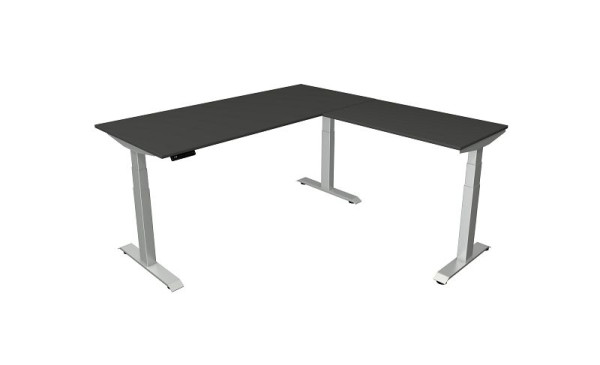 Sedací/stojací stôl Kerkmann Š 1800 x H 800 mm s prídavným prvkom 1000 x 600 mm, elektricky výškovo nastaviteľný od 640-1290 mm, antracit, 10043113