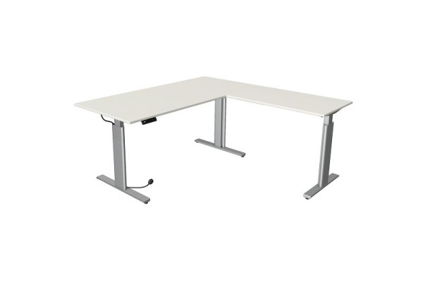 Kerkmann sedací/stojací stôl Move 3 strieborný Š 2000 x H 1000 mm s prídavným prvkom 1000 x 600 mm, biely, 10234010