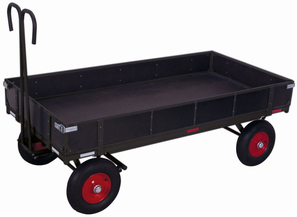 Ručný plošinový vozík VARIOfit s bočnou stenou, vonkajšie rozmery: 2 080 x 1 030 x 1 340 mm (ŠxHxV), súprava kolies: pneumatiky, zu-15202/AG