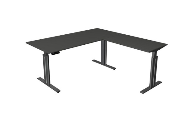 Sedací/stojací stôl Kerkmann Š 1800 x H 800 mm, s prídavným prvkom 1000 x 600 mm, elektricky výškovo nastaviteľný od 720-1200 mm, pamäťová funkcia, antracit, 10325013