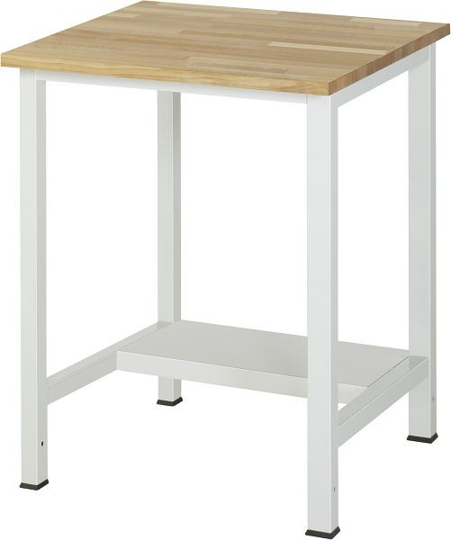 Pracovný stôl RAU séria 900, š750 x h800 x v825 mm, pracovná doska masív buk, hrúbka 25 mm, s policou dole, hĺbka 320 mm, 03-900-3-B25-07.12