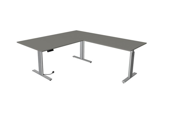 Kerkmann sedací/stojací stôl Move 3 strieborný Š 2000 x H 1000 mm s prídavným prvkom 1200 x 800 mm, grafit, 10235812