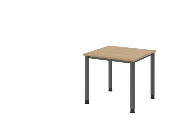 Písací stôl Hammerbacher HS08, 80 x 80 cm, doska: dub, hrúbka 25 mm, 4-nohý grafitový rám, pracovná výška 68,5-81 cm, VHS08/E/G
