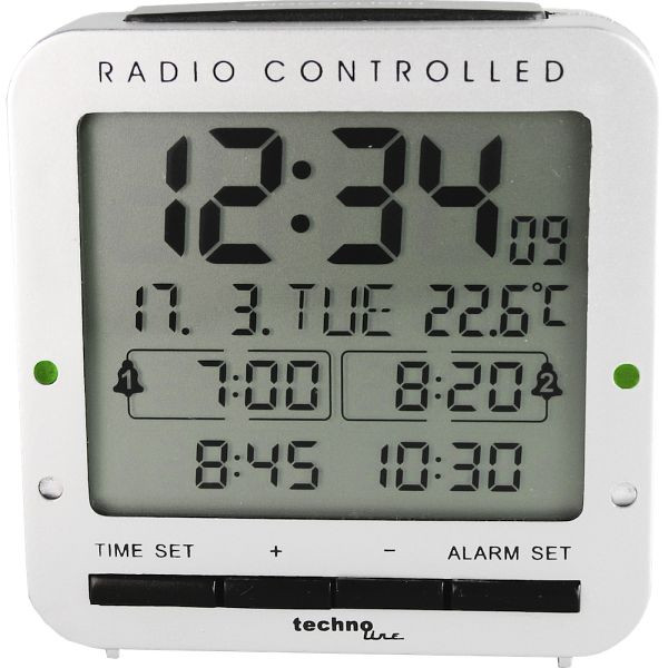 Rádiom riadený budík Technoline, Rádiom riadené hodiny DCF-77 s možnosťou manuálneho nastavenia, rozmery: 80 x 80 x 30 mm, WT 245