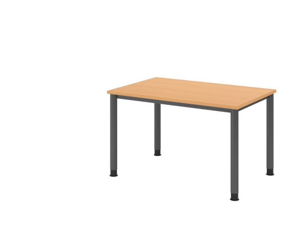 Písací stôl Hammerbacher HS12, 120 x 80 cm, doska: buk, hrúbka 25 mm, 4-nohý grafitový rám, pracovná výška 68,5-81 cm, VHS12/6/G