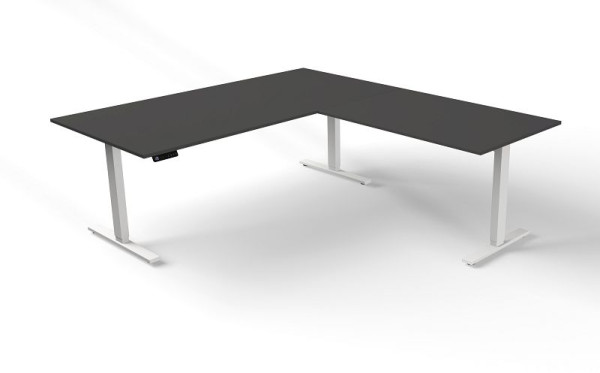 Sedací/stojací stôl Kerkmann Š 2000 x H 1000 mm s prídavným prvkom, elektricky výškovo nastaviteľný od 720-1200 mm, Move 3, farba: antracit, 10382713