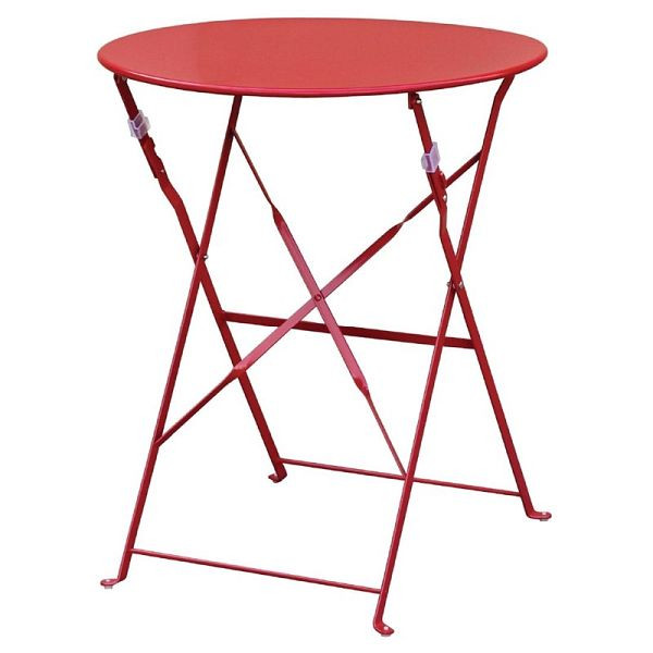 Bolero okrúhly skladací terasový stôl oceľový červený 60cm, GH560