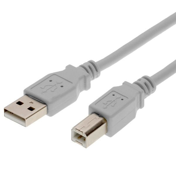 Helos USB 2.0 prepojovací kábel série A až B, 3 m, sivý, 11988