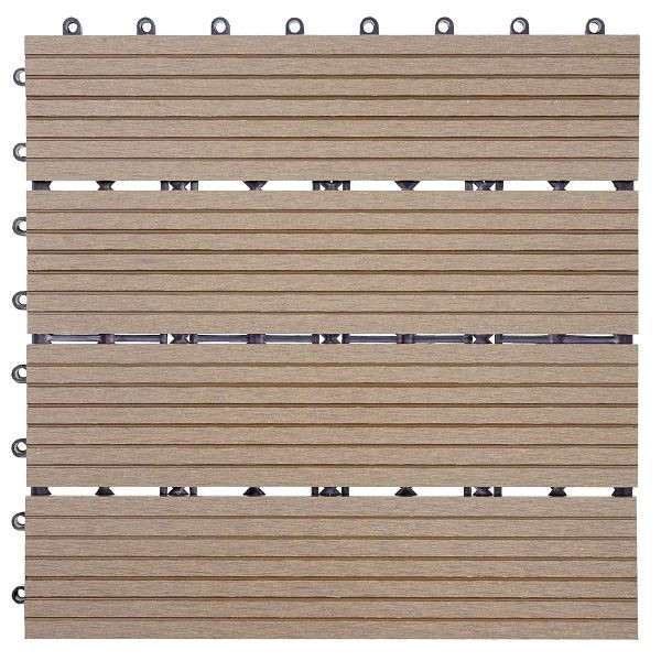 Mendler WPC dlažba Rhone, balkón/terasa so vzhľadom dreva, 11x každá 30x30cm = 1m2, základ, teak linear, 54440