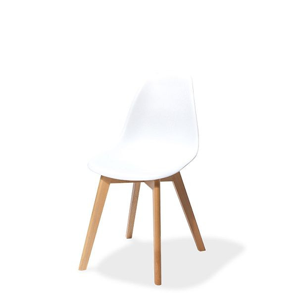 Stohovacia stolička VEBA Keeve biela bez lakťovej opierky, rám z brezového dreva a plastový sedák, 47x53x83cm (ŠxHxV), 505F01SW