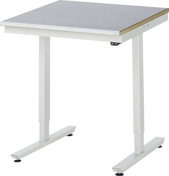 Pracovný stôl RAU série adlatus 150 (elektricky výškovo nastaviteľný), pracovná doska s krytom z oceľového plechu, 750x720-1120x800 mm, 08-AT-075-080-S