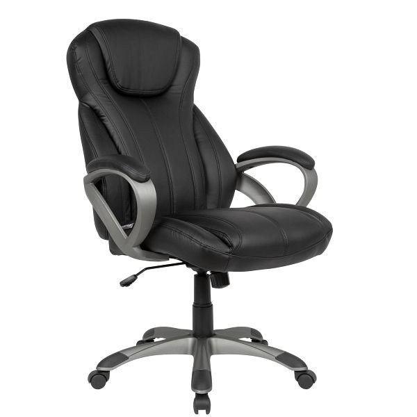 Amstyle poťah na stoličku z umelej kože čierne kancelárske otočné kreslo do 120 kg, výškovo nastaviteľné, kancelárske kreslo s podrúčkami a vysokým operadlom, SPM1.415