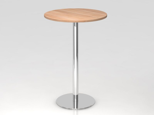 Hammerbacher barový stôl 80cm okrúhly orech/chróm, chrómovaný rám, VSTH08/N/C