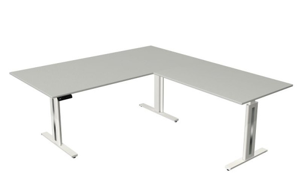 Sedací/stojací stôl Kerkmann Move 3 fresh, Š 2000 x H 1000 mm, s prídavným prvkom 1200 x 800 mm, elektricky výškovo nastaviteľný od 720-1200 mm, biely, 10186711