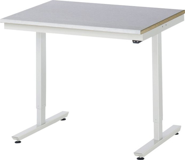 Pracovný stôl RAU série adlatus 150 (elektricky výškovo nastaviteľný), pracovná doska s krytom z oceľového plechu, 1000x720-1120x800 mm, 08-AT-100-080-S