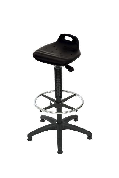 Stojacia pomôcka Lotz, ergonomické PU sedadlo čierne, výškovo nastaviteľné 640-890, plastový kríž, krúžok na nohy, s rukoväťou na prenášanie, 4675.01