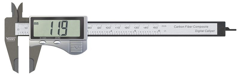 Vogel Nemecko elektronické digitálne posuvné meradlo vyrobené z nevodivého uhlíkového vlákna, 150 mm / 6 palcov, 202203