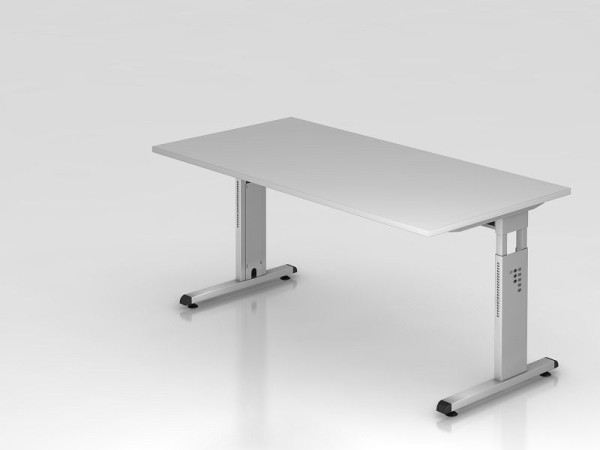 Hammerbacher písací stôl C-noha 160x80cm sivá/strieborná, pracovná výška 65-85 cm, VOS16/5/S