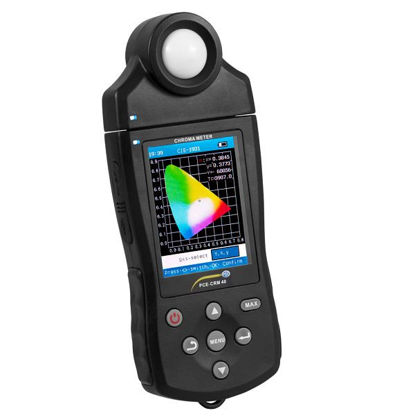 Spektrometer PCE Instruments, farebná teplota CTT, štandardná farebná schéma, vlnová dĺžka, RGB, PCE-CRM 40