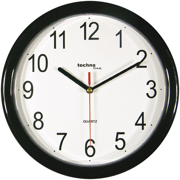 Technoline kremenné nástenné hodiny čierne, plastový rám, rozmery: Ø 250 x 24 mm, WT 600 čierna