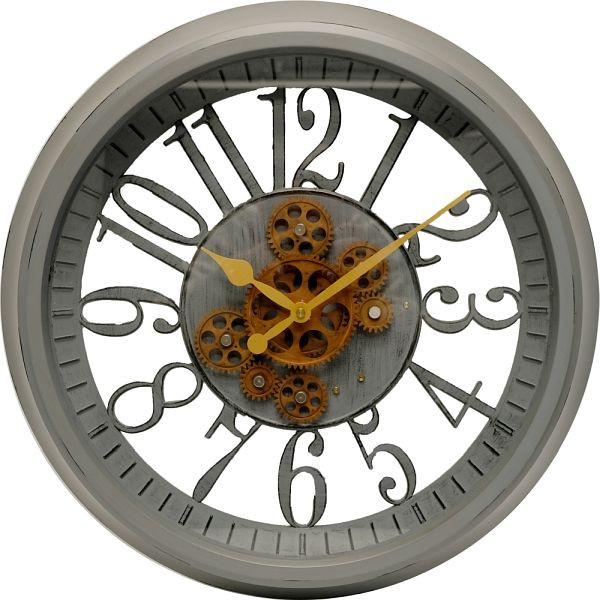 Technoline quartzové nástenné hodiny sivé, pohyblivé ozubené kolieska vďaka prídavným batériám, rozmery: Ø 50,5 cm, WT 1580 sivá